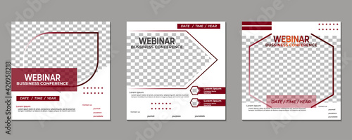 Set of creative webinar social media post templates for concept design. Suitable for online marketing promotion banner, webinar, seminar, flyer, ads, etc.
