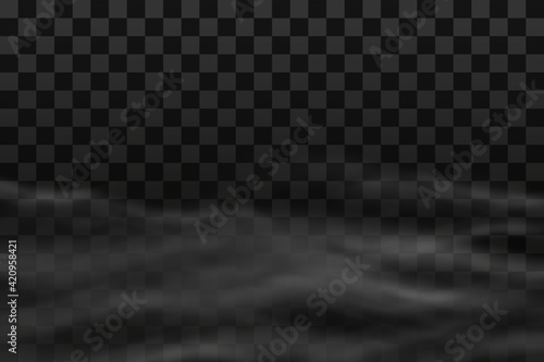 White fog texture isolated on transparent background. Steam special effect. Realistic vector fire smoke or mist. PNG.