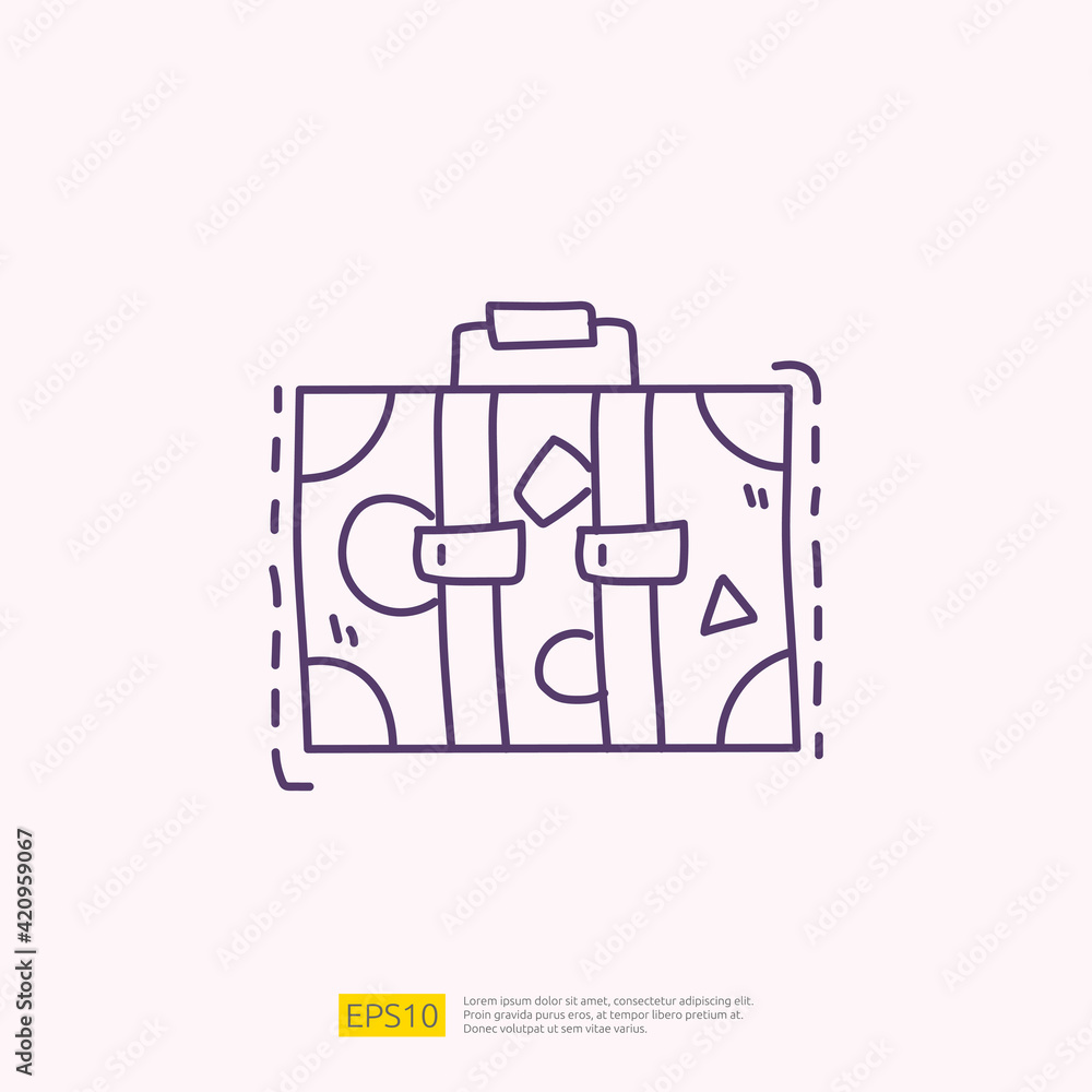 travel holiday tour and vacancy concept vector illustration. suitcase doodle linear icon sign symbol travel holiday tour and vacancy concept vector illustration. suitcase doodle linear icon sign symbol