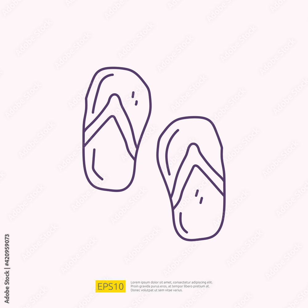 travel holiday tour and vacancy concept vector illustration. flip flop sandal doodle linear icon sign symbol travel holiday tour and vacancy concept vector illustration. flip flop sandal doodle linear icon sign symbol