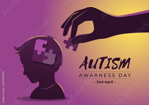 Autism Awarness Day with Puzzle Pieces in Flat Style