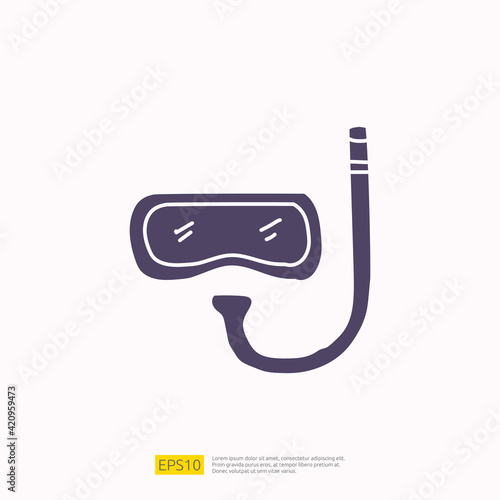 travel holiday tour and vacancy concept vector illustration. snorkel diving doodle silhouette glyph icon sign symbol
