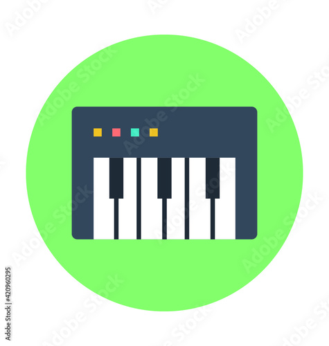 Piano Keyboard Colored Vector Icon