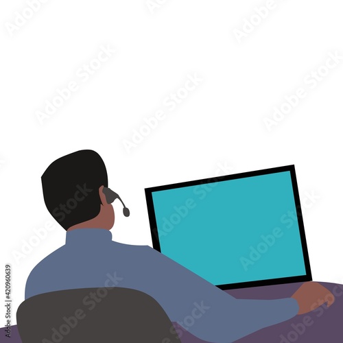 man with computers illustration