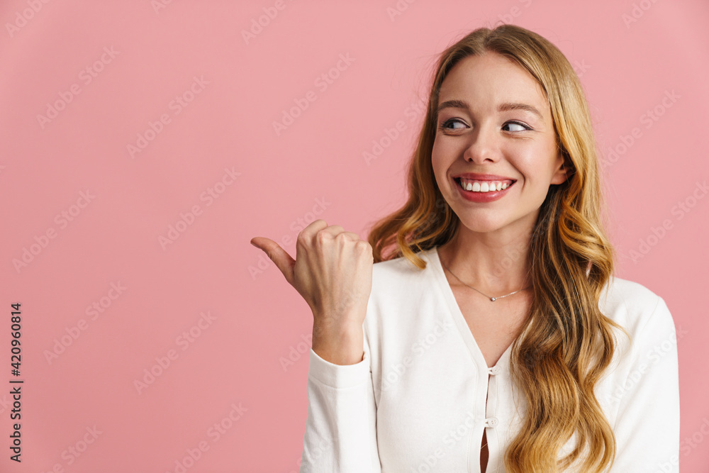 Attractive positive young female with blonde hair Attractive positive young female with blonde hair