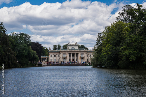 Palace on the water. Historic building in the Royal Baths Park in Warsaw