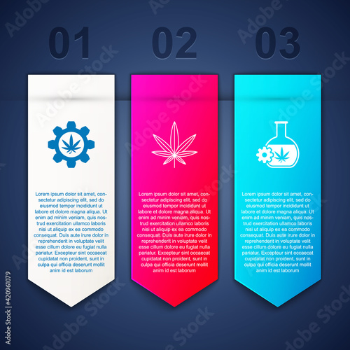 Set Test tube with marijuana, Marijuana or cannabis leaf and . Business infographic template. Vector