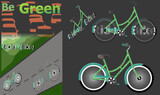 bicycle with ride bike fit in it and vector poster for be green ride bike