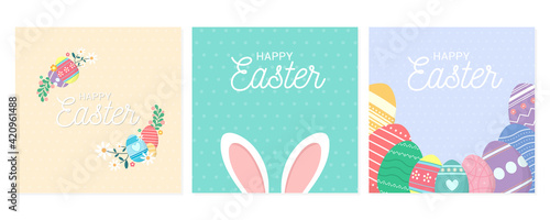 Set of easter day background vector illustration.Usable for Banners, posters, cover design templates, social media stories wallpapers.