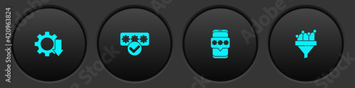 Set Cost reduction, Password protection, Mobile and password and Sales funnel with chart icon. Vector