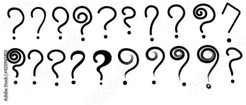 Question mark - set of icons, template for text. Handmade vector drawings.