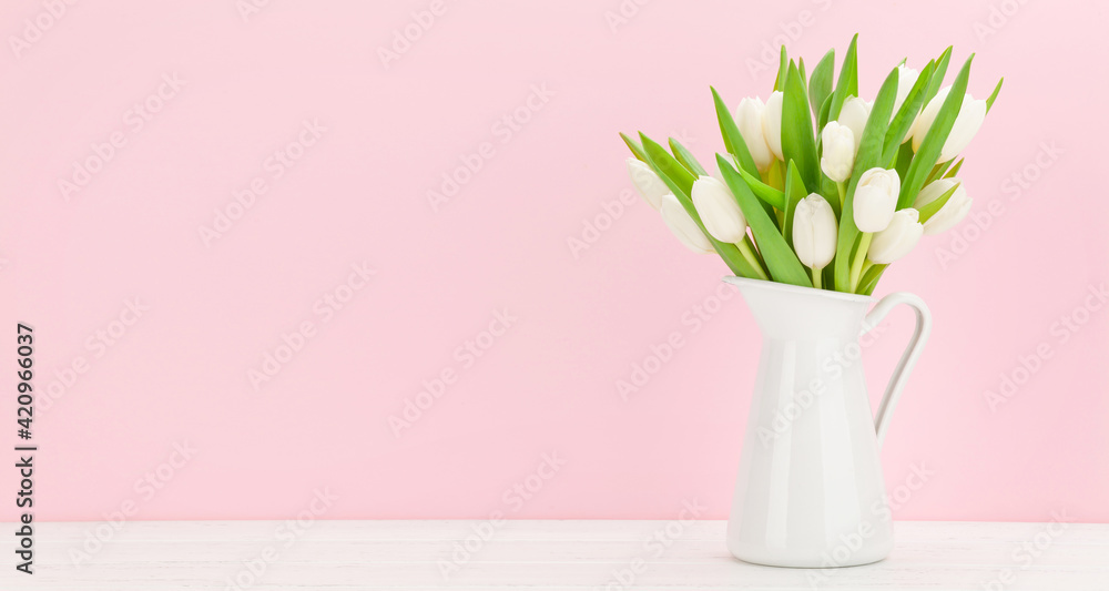 White tulip flowers bouquet