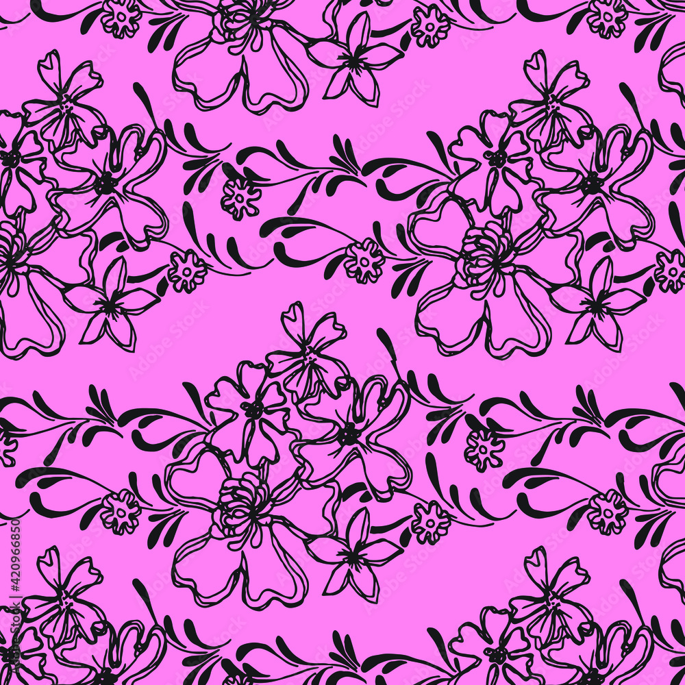 Floral seamless pattern For textile, wallpapers, print, wrapping paper. Vector stock illustration.