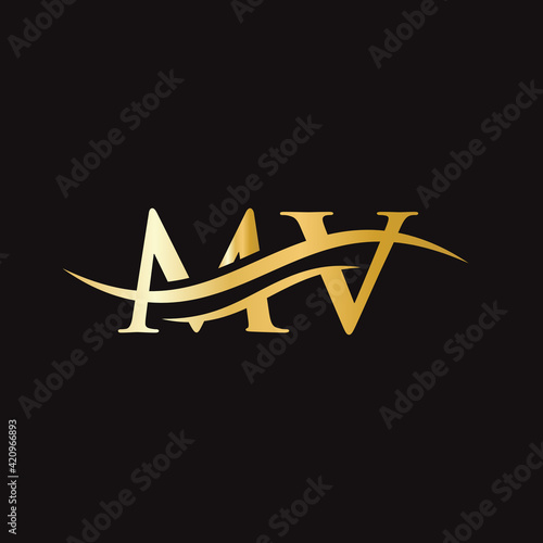 MV Letter Linked Logo for business and company identity. Initial Letter MV Logo Vector Template.