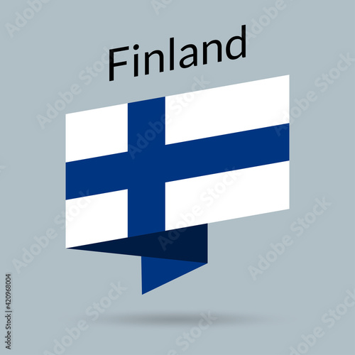 Finland flag icon. Finnish national emblem in origami style. Vector illustration.