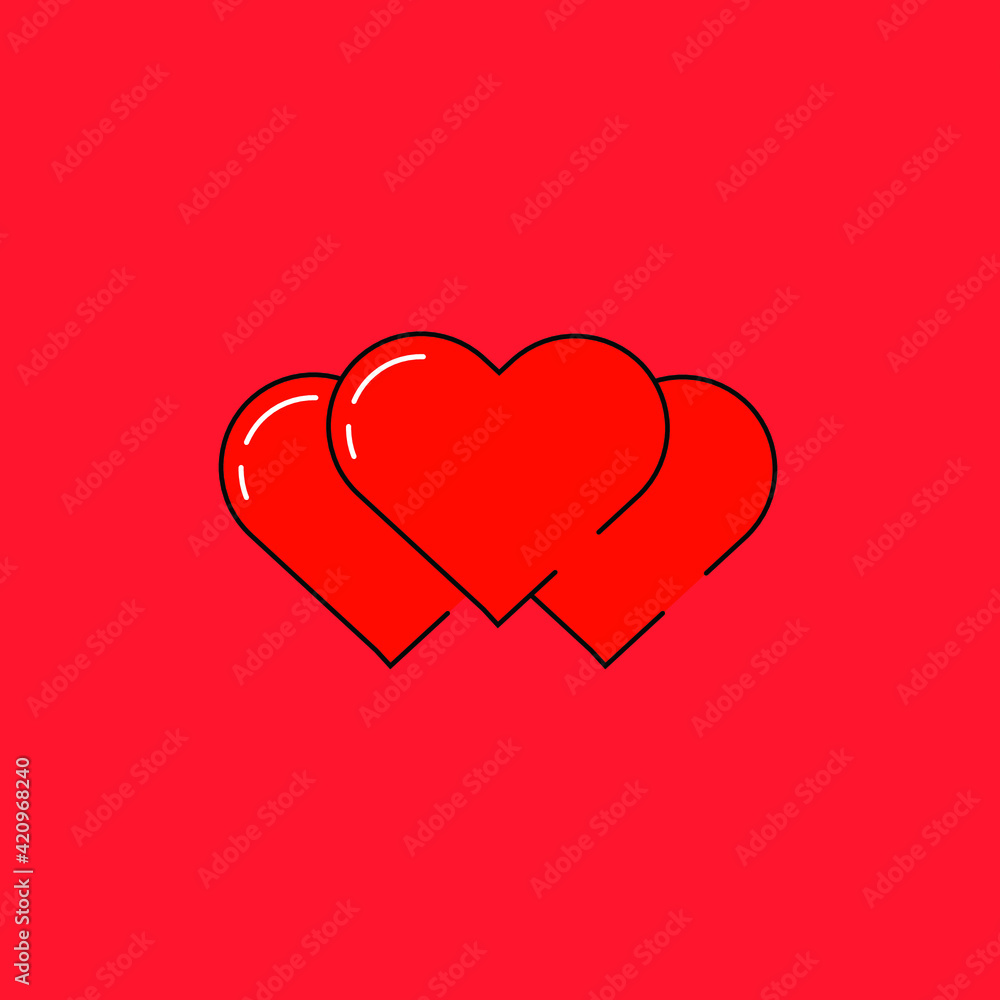Three red heart illustration