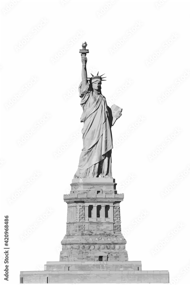 custom made wallpaper toronto digitalThe Statue of Liberty vector tracing Illustration black and white monochrome on white background. Flat style. New York and USA landmark. American national symbol.