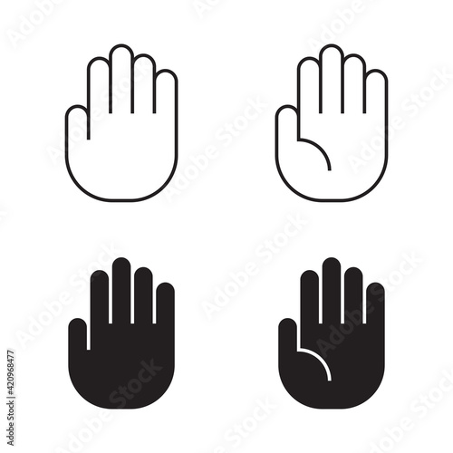 Hand gesture line icon set in modern geometric style. Isolated vector illustration of human hand