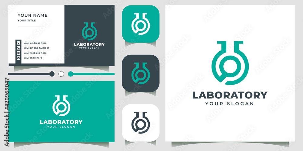 Laboratory logo design with business card Laboratory logo design with business card