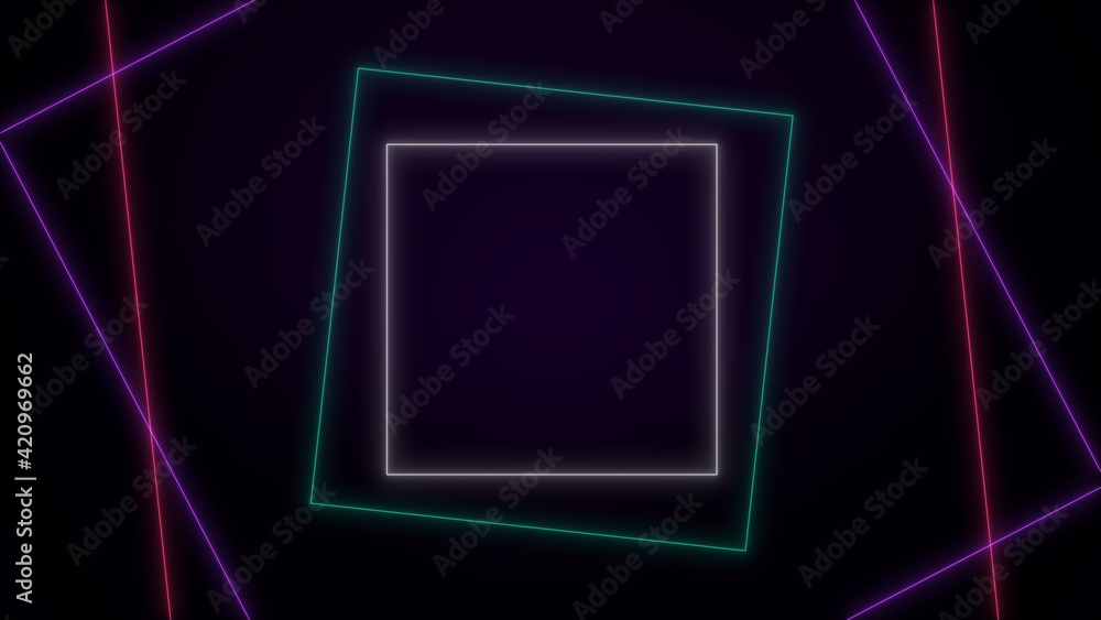 Neon Laser colorful geometric shapes. Retro style 80-90s background. 3D illustration Neon Laser colorful geometric shapes. Retro style 80-90s background. 3D illustration