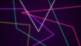 Neon Laser colorful geometric shapes. Retro style 80-90s background. 3D illustration