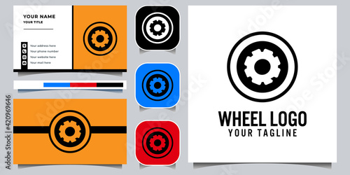 Wheels logo design with business card