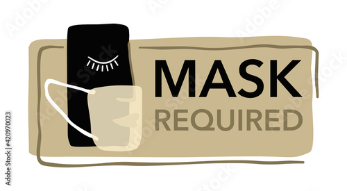 Mask required sticker in abstract art style