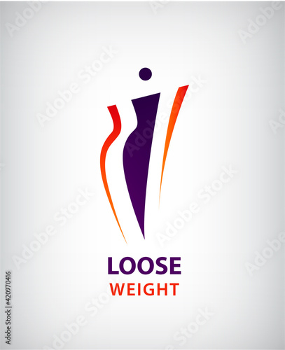 Vector woman shape, fat and slim, loose weight symbol and logo