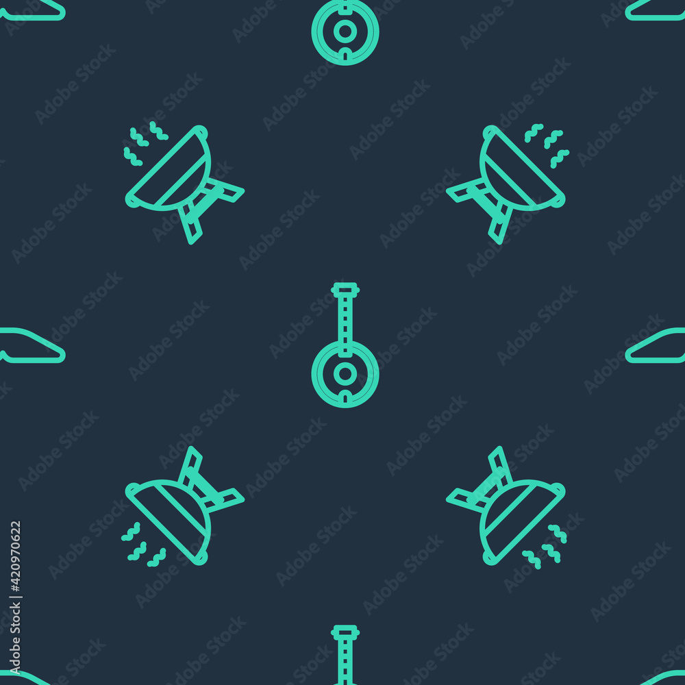 Set line Banjo, Barbecue grill and Homemade pie on seamless pattern. Vector Set line Banjo, Barbecue grill and Homemade pie on seamless pattern. Vector