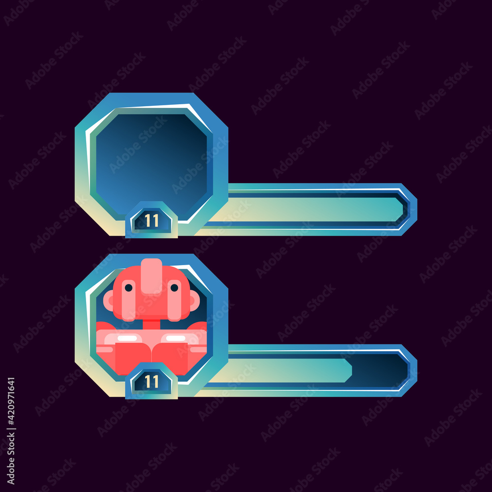 set of fantasy avatar frame with bar for gui asset elements vector illustration set of fantasy avatar frame with bar for gui asset elements vector illustration