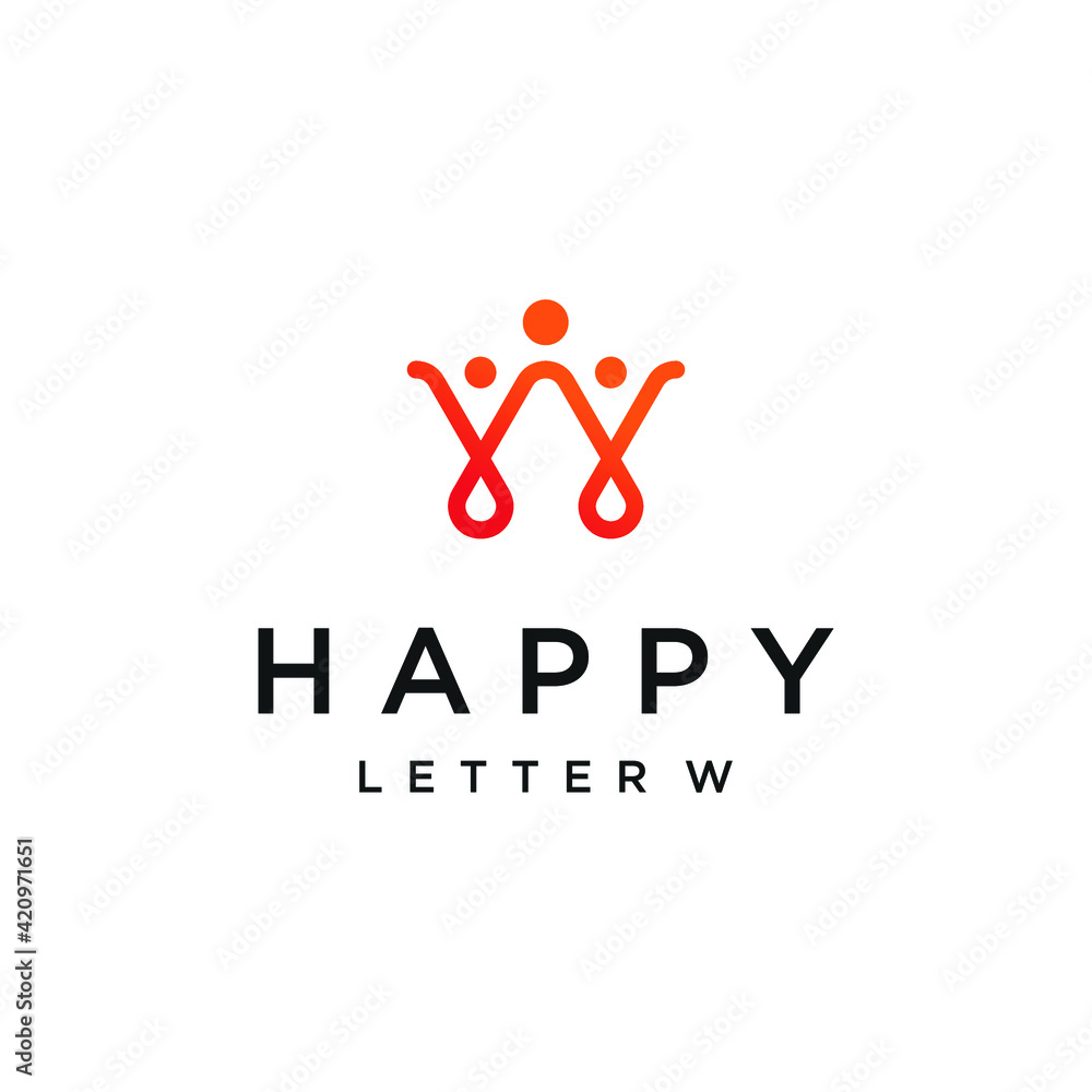 W happy people logo vector modern simple abstract sophisticated design concepts W happy people logo vector modern simple abstract sophisticated design concepts