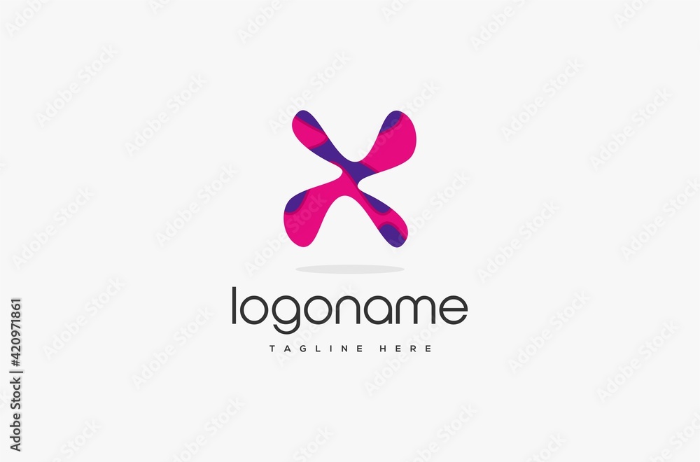 Letter X abstract playful logo design Letter X abstract playful logo design