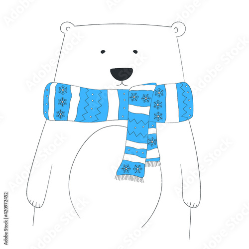 Winter bear with scarf