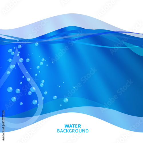 Freshness natural theme, a Fresh Water background of blue. Elements design. Abstract wavy for overlaying background of page under meshedge of title front label spa products. Vector illustration eps 10