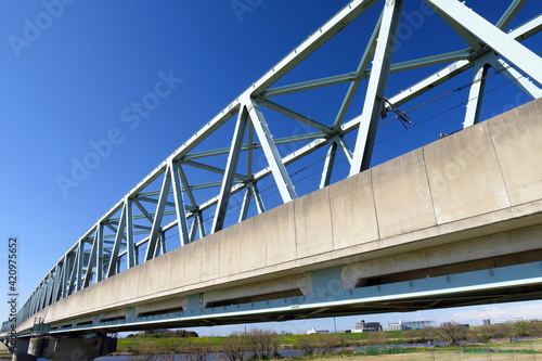 江戸川に架かるつくばエクスプレスの鉄橋