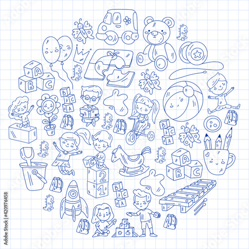 Kindergarten. Children's activity. Creativity, imagination. Play and grow.