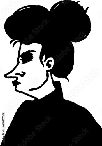 vector illustration of middle aged angry woman in profile