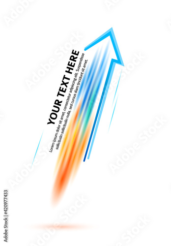 Abstract modern logo template with down arrow rocket. Flying, rushing activity. Vector illustration EPS 10. Design elements for your business presentations, advertising brochure, discount card, sale