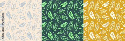Wheat field pattern seamless, bread grains illustration, wheat hand-drawn vector illustration for background of bread label design, bakery packaging. Homemade cooking banner. Cooking courses banner.