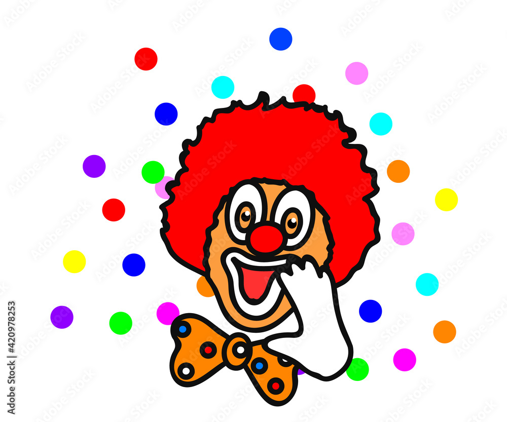 The clown speaks on a white background. Cartoon. Vector illustration. The clown speaks on a white background. Cartoon. Vector illustration.