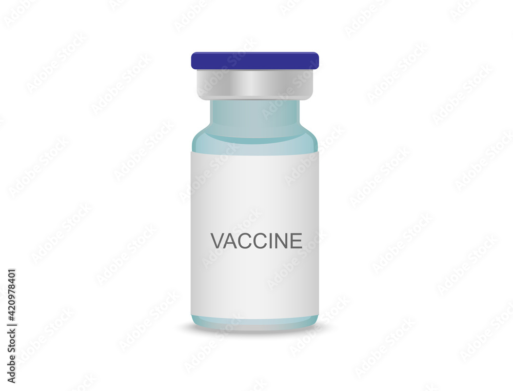 A vaccine bottle with a bright blue liquid color A vaccine bottle with a bright blue liquid color