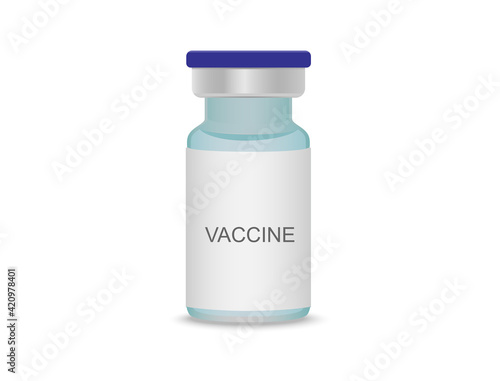 A vaccine bottle with a bright blue liquid color