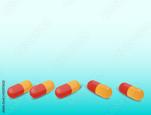 Capsules on a bright blue background