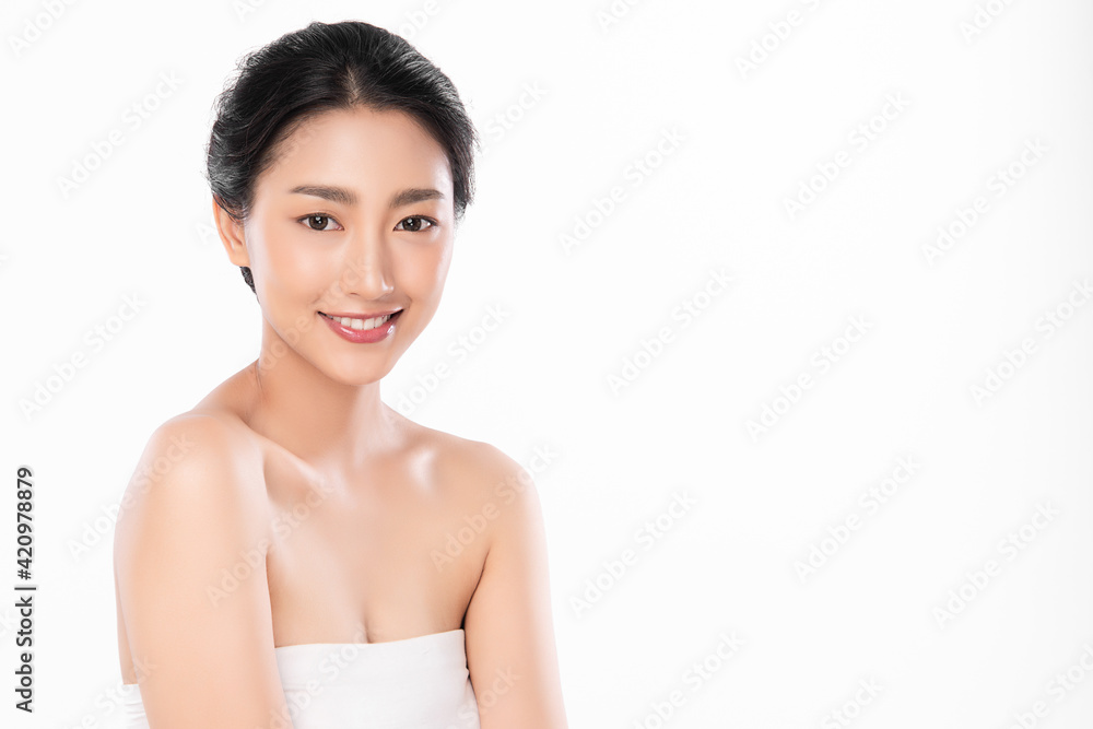 Beautiful young asian woman with clean fresh skin on white background, Face care, Facial treatment, Cosmetology, beauty and spa, Asian women portrait Beautiful young asian woman with clean fresh skin on white background, Face care, Facial treatment, Cosmetology, beauty and spa, Asian women portrait