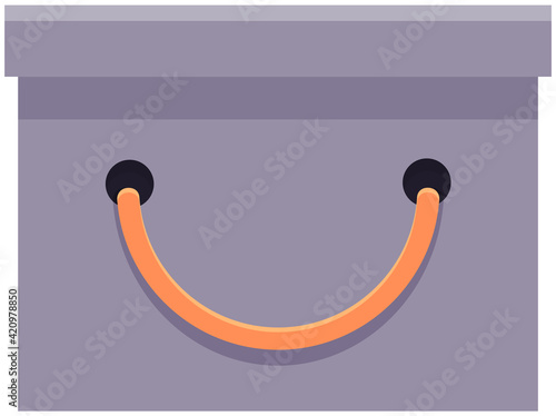 Vector lilac carton clothes storage box with lid and handles, front view rectangle container
