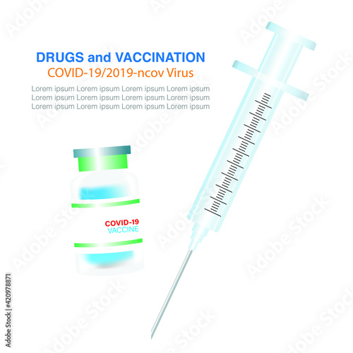 Covid-19 coronavirus vaccine and syringe