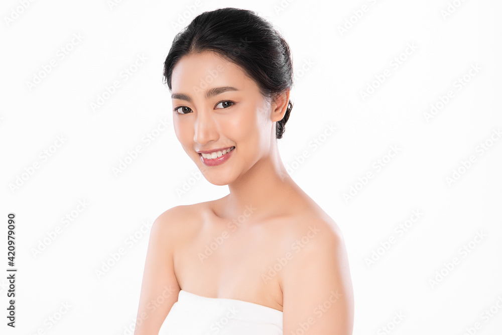 Beautiful young asian woman with clean fresh skin on white background, Face care, Facial treatment, Cosmetology, beauty and spa, Asian women portrait Beautiful young asian woman with clean fresh skin on white background, Face care, Facial treatment, Cosmetology, beauty and spa, Asian women portrait