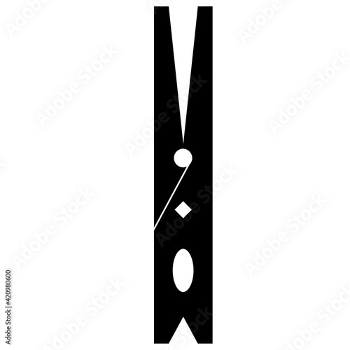 clothes pin icon on white background. black clothes peg sign. housework and laundry clothespins. wooden clips symbol. flat style.