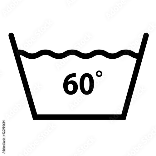 machine wash temperature 60 icon on white background. washing sign. flat style. wash at 60 degree symbol.