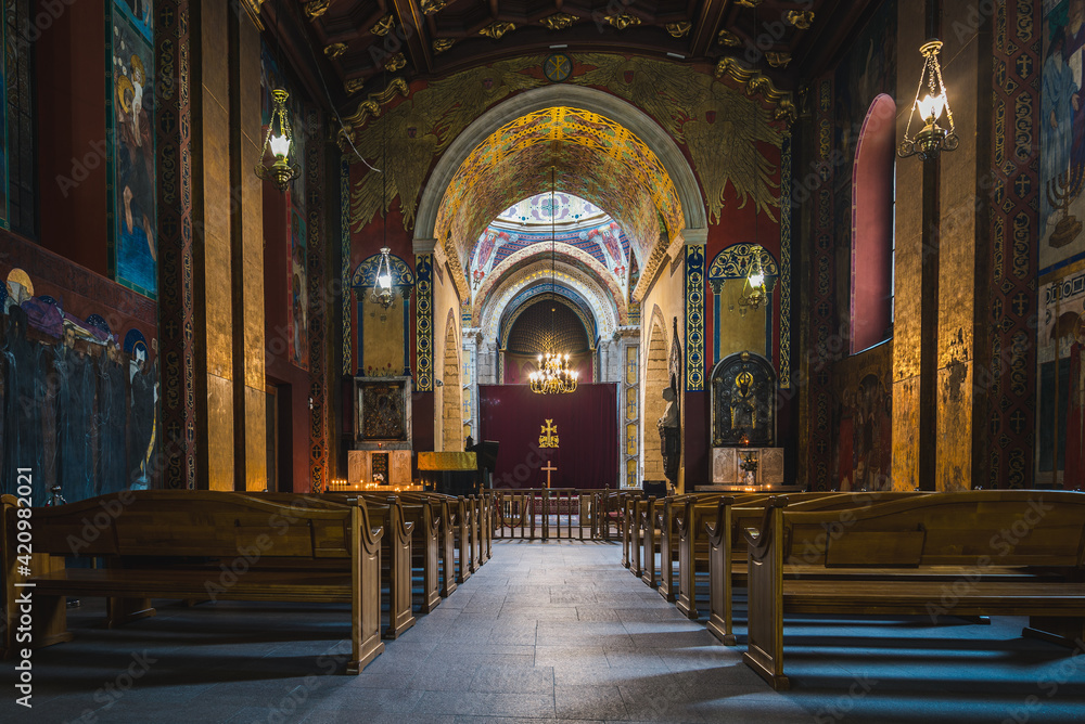 LVIV, UKRAINE - FEBRUARY 10, 2021: Inrpterior of The Armenian Cathedral of the Assumption of Mary. LVIV, UKRAINE - FEBRUARY 10, 2021: Inrpterior of The Armenian Cathedral of the Assumption of Mary.